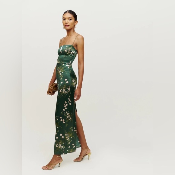Reformation Dresses & Skirts - NEW Reformation  Frankie Silk Dress in Buena Green Floral | size 0